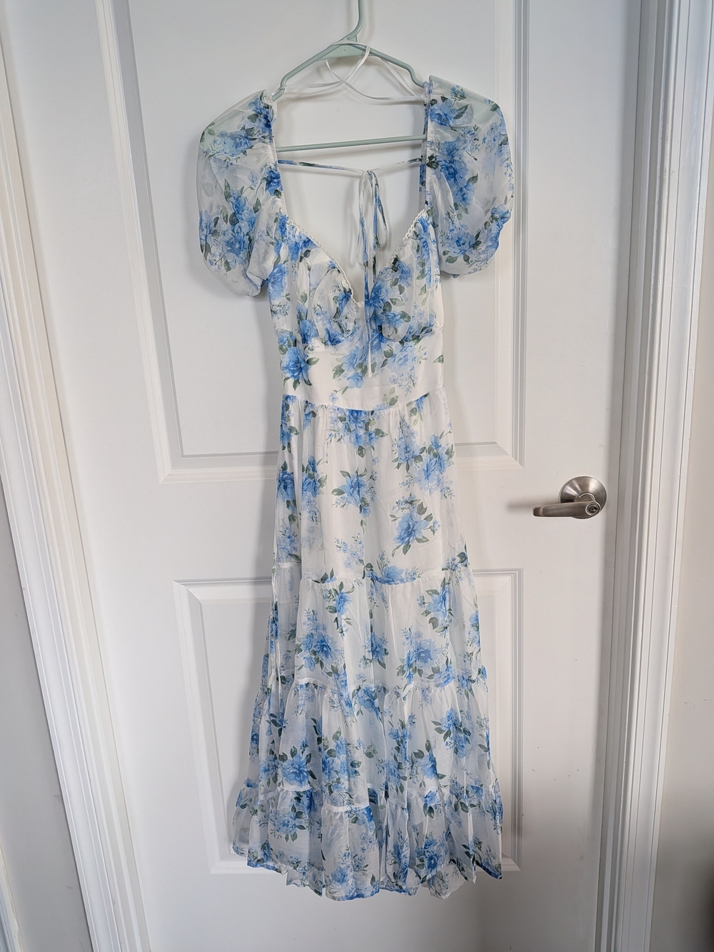 Lulus Always Picked First Floral Puff Sleeve Midi Dress Size M